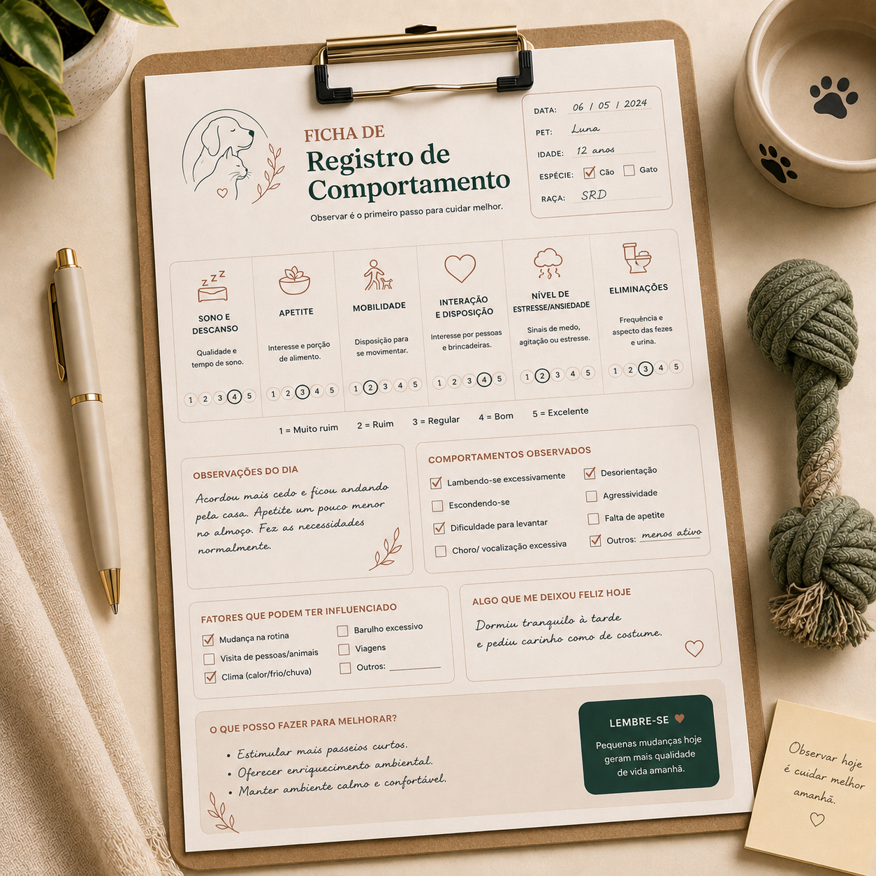 Ficha de Registro de Comportamento